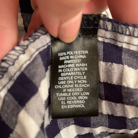 EUC MLLE GABRIELLE Navy and White check Tiered Maxi Dress - Picture 4 of 4